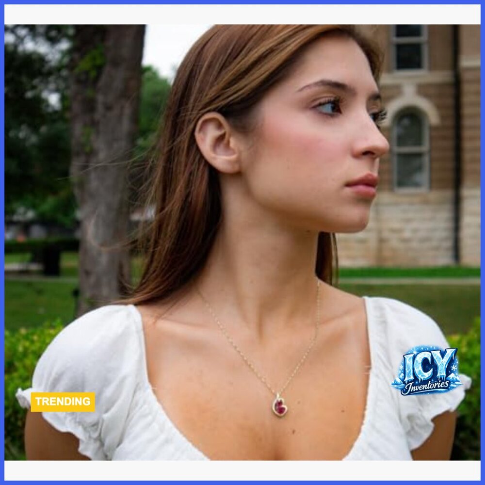 Lab Created Ruby Heart Necklace Diamond Accents Y… - image 4